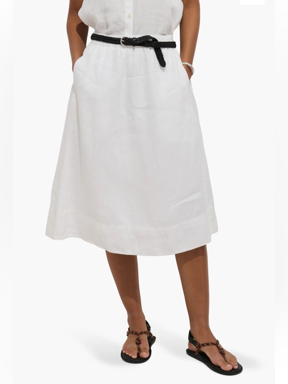 Alex Mill White Midi Linen Skirt Size Medium